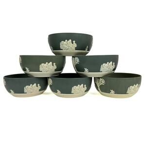 Wedgwood-Style Dialene Better Maid 167 Green Melamine‎ Set Of 6 Plant Pots Bowls